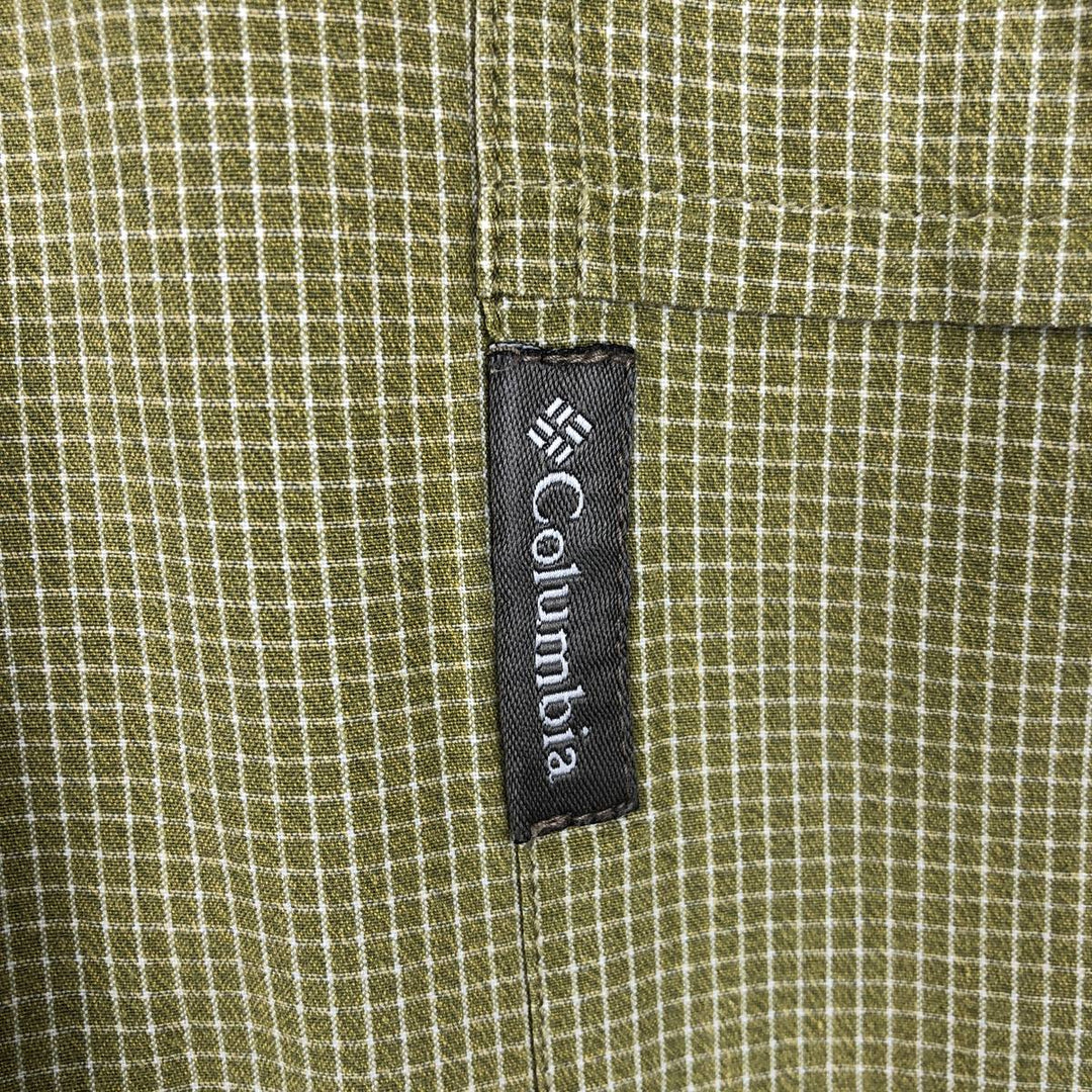 00'S Columbia Short Sleeve Button Down Check Shirt Men's XL cotton green type Vintage Second Hand