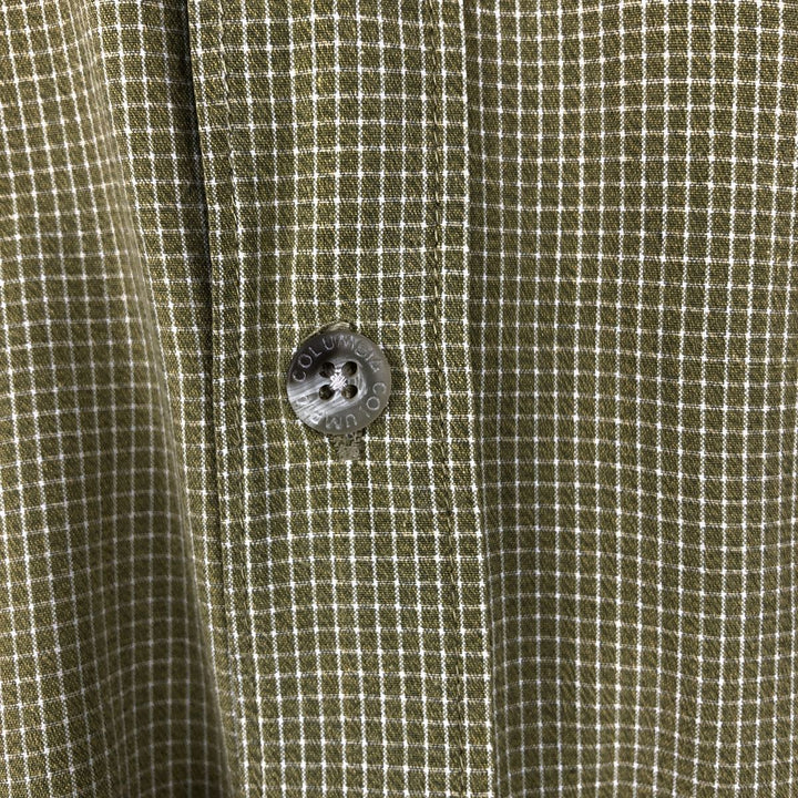 00'S Columbia Short Sleeve Button Down Check Shirt Men's XL cotton green type Vintage Second Hand