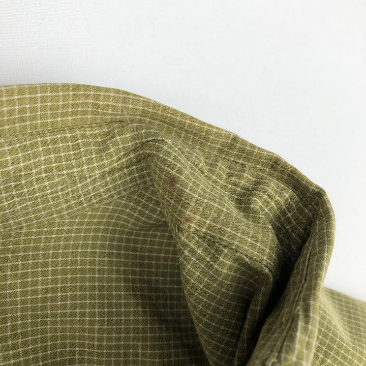 00'S Columbia Short Sleeve Button Down Check Shirt Men's XL cotton green type Vintage Second Hand