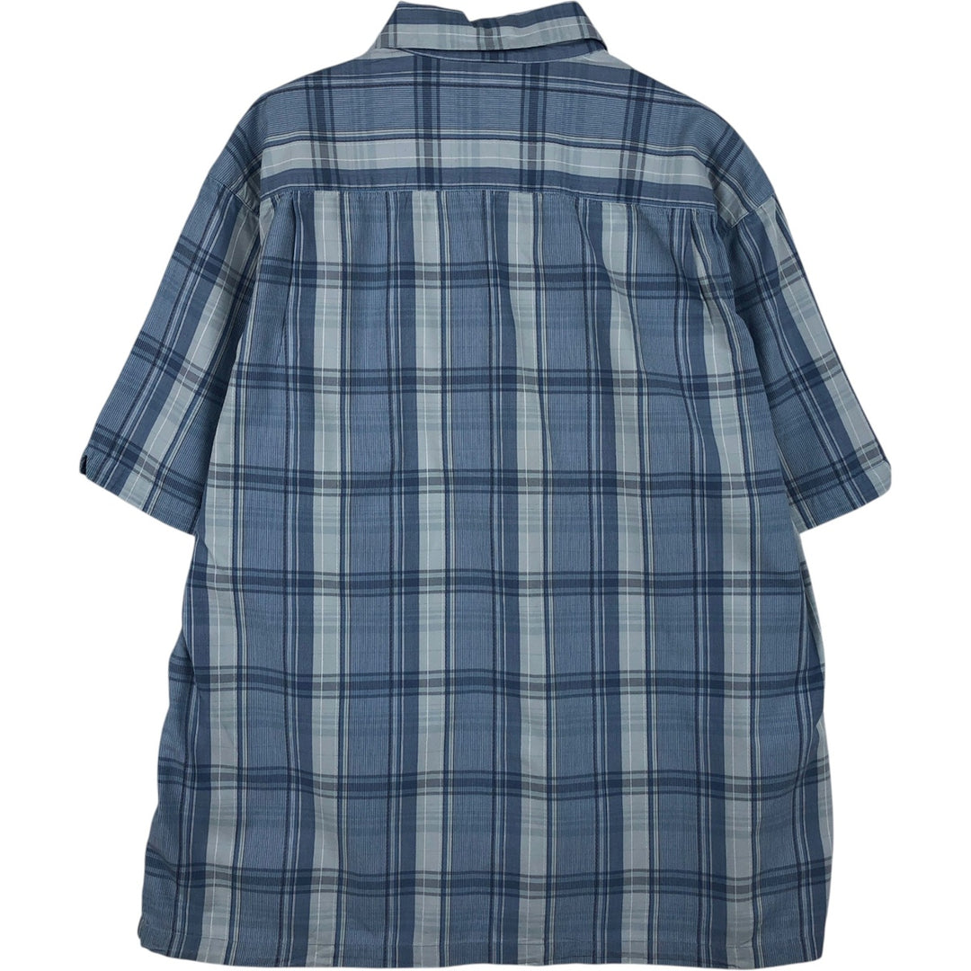 Columbia Short Sleeve Cotton Check Shirt, Box Shirt, Men's Size L cotton Blue type light blue Vintage Second Hand