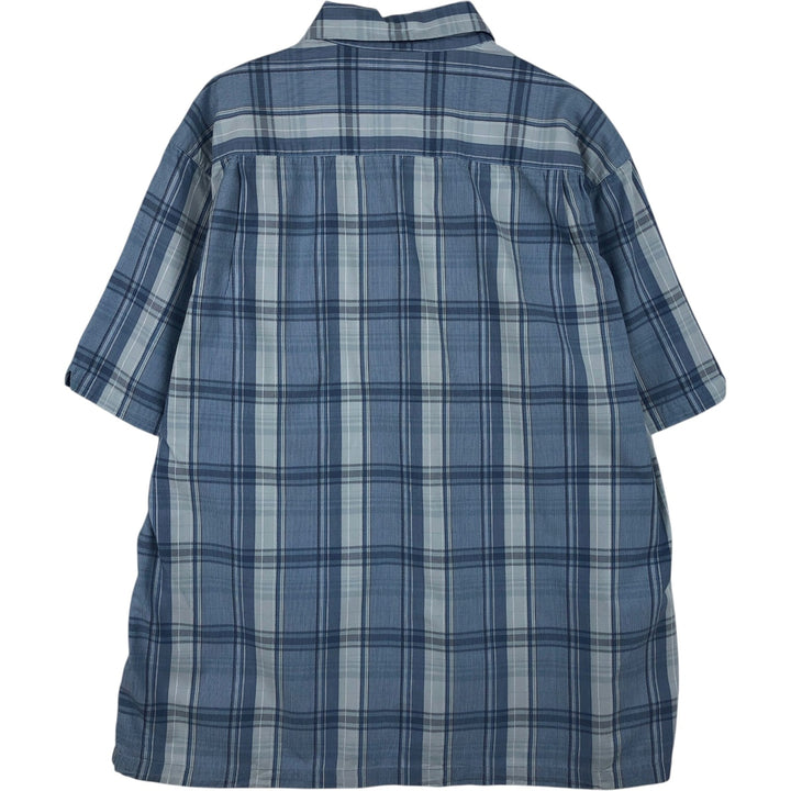 Columbia Short Sleeve Cotton Check Shirt, Box Shirt, Men's Size L cotton Blue type light blue Vintage Second Hand