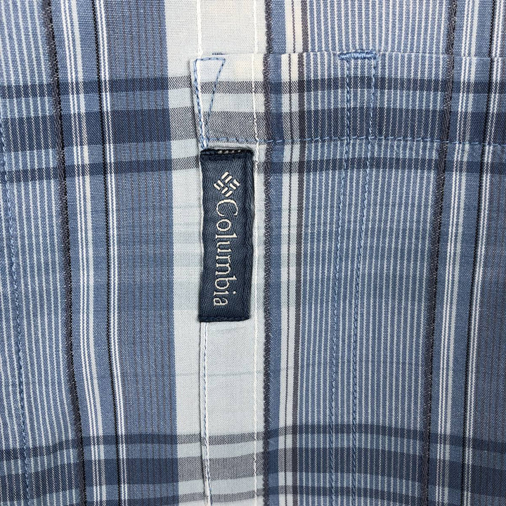 Columbia Short Sleeve Cotton Check Shirt, Box Shirt, Men's Size L cotton Blue type light blue Vintage Second Hand