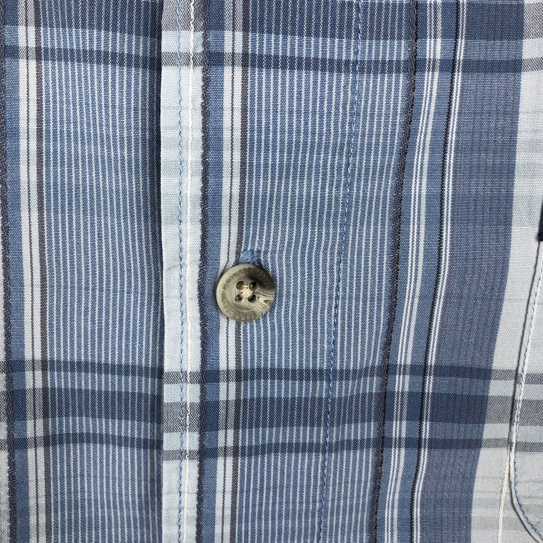 Columbia Short Sleeve Cotton Check Shirt, Box Shirt, Men's Size L cotton Blue type light blue Vintage Second Hand