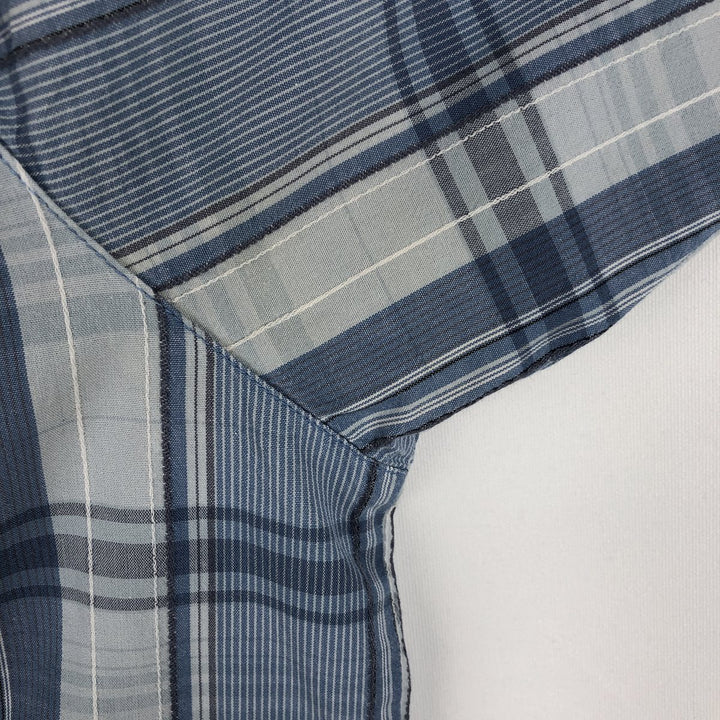 Columbia Short Sleeve Cotton Check Shirt, Box Shirt, Men's Size L cotton Blue type light blue Vintage Second Hand