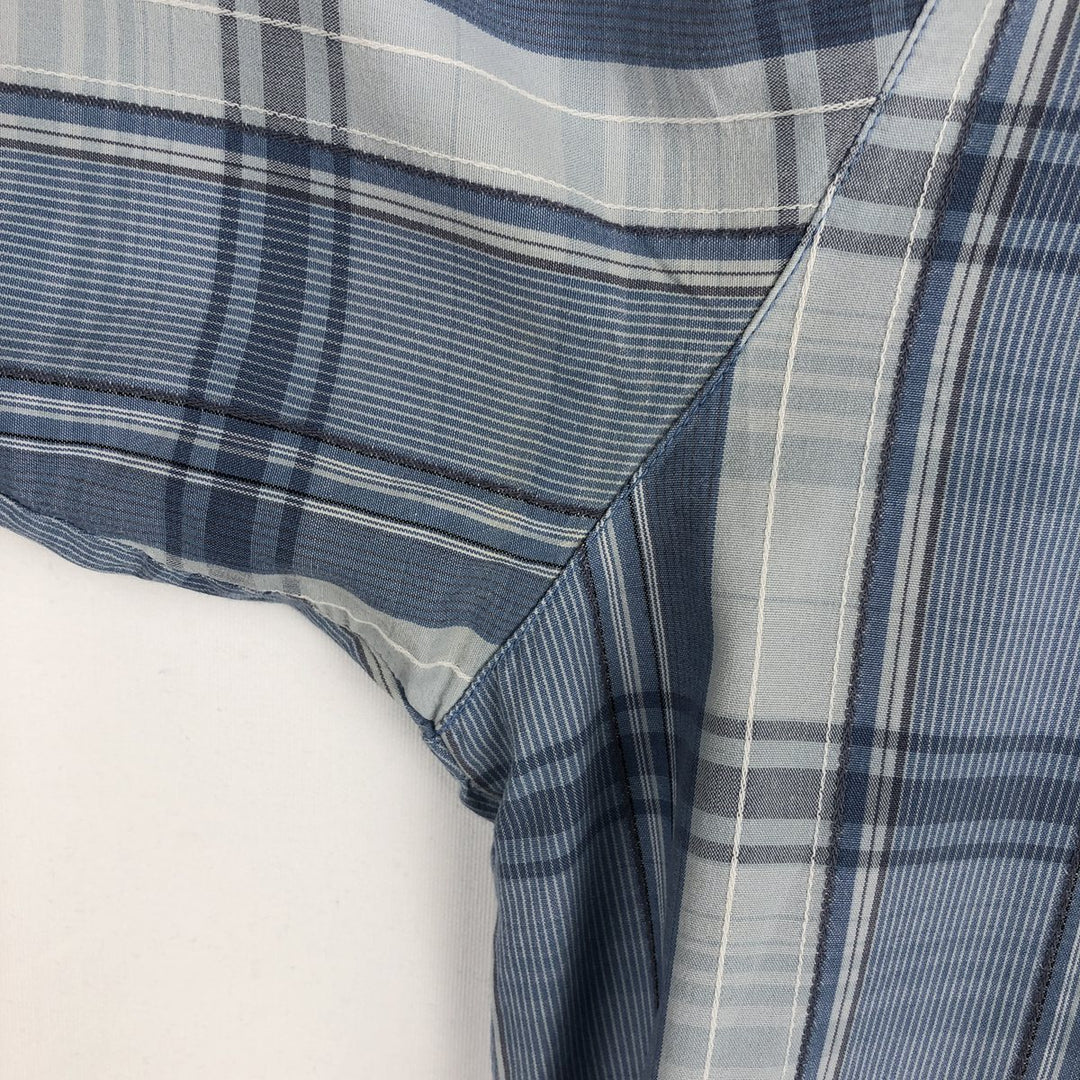 Columbia Short Sleeve Cotton Check Shirt, Box Shirt, Men's Size L cotton Blue type light blue Vintage Second Hand