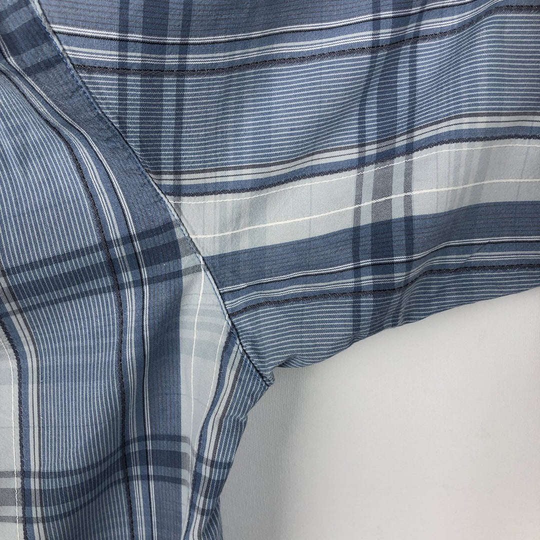 Columbia Short Sleeve Cotton Check Shirt, Box Shirt, Men's Size L cotton Blue type light blue Vintage Second Hand