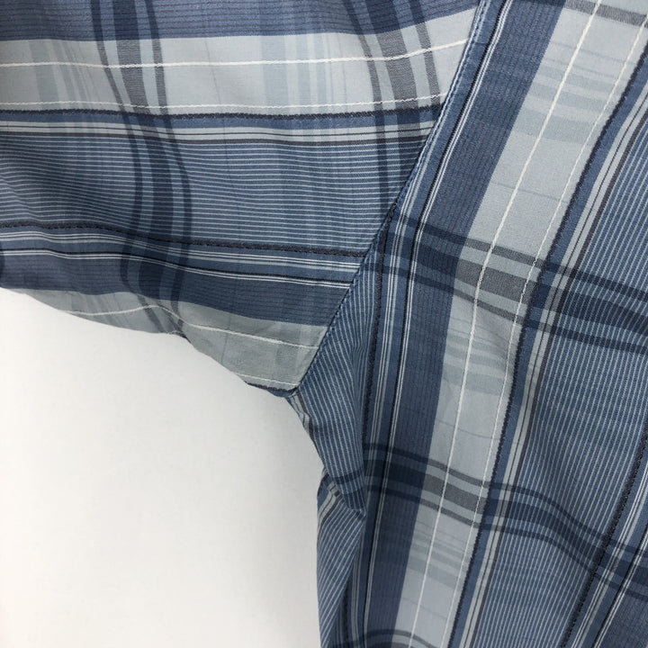 Columbia Short Sleeve Cotton Check Shirt, Box Shirt, Men's Size L cotton Blue type light blue Vintage Second Hand