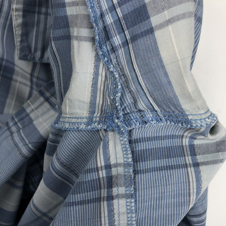 Columbia Short Sleeve Cotton Check Shirt, Box Shirt, Men's Size L cotton Blue type light blue Vintage Second Hand