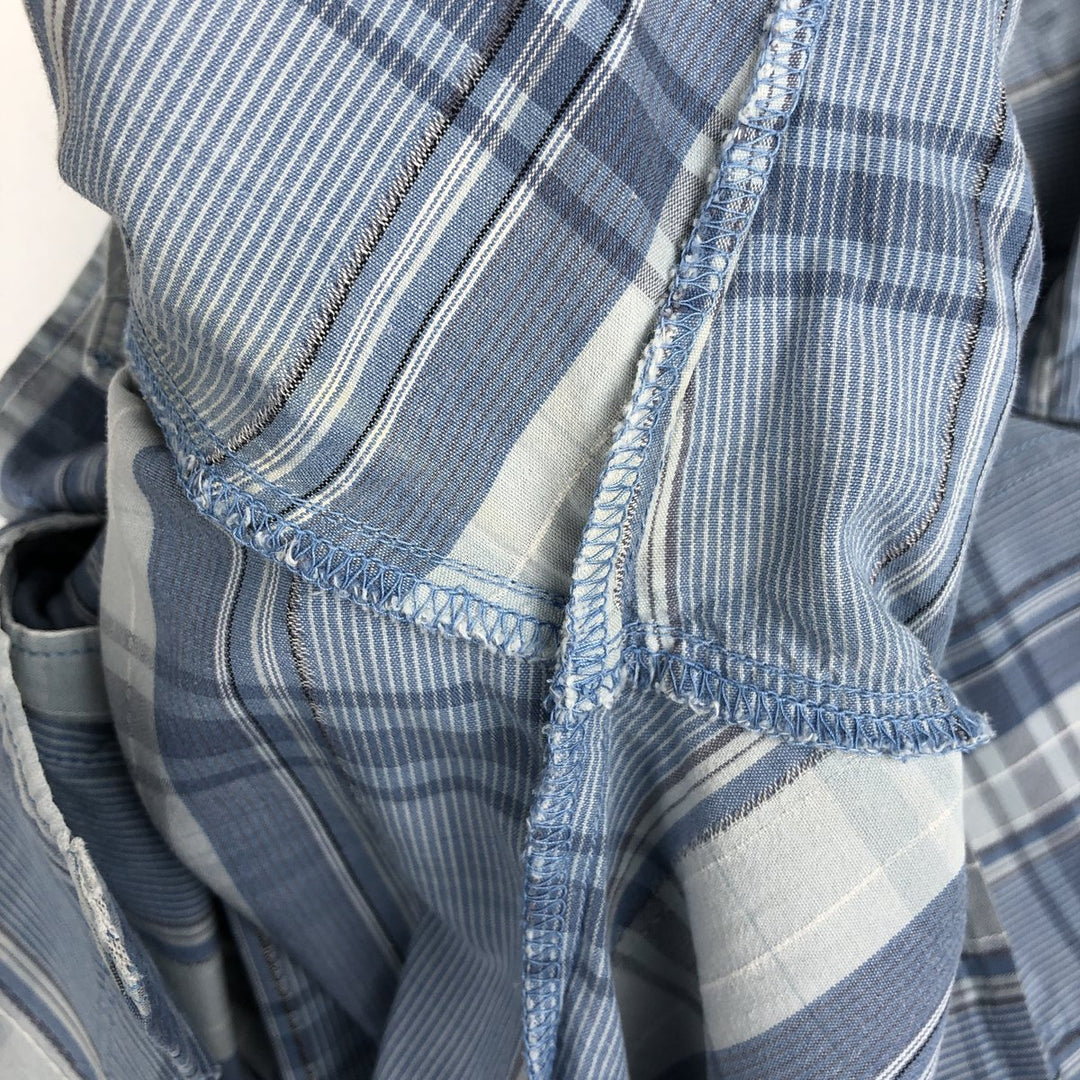 Columbia Short Sleeve Cotton Check Shirt, Box Shirt, Men's Size L cotton Blue type light blue Vintage Second Hand