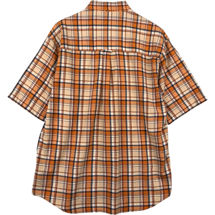 2000'S Columbia Short Sleeve Button-Down Check Shirt, Men's Size Medium cotton orange type Vintage Second Hand