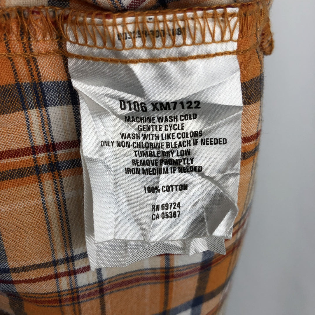 2000'S Columbia Short Sleeve Button-Down Check Shirt, Men's Size Medium cotton orange type Vintage Second Hand