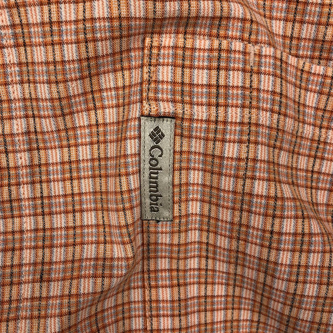 00'S Columbia Short Sleeve Button Down Check Shirt Men's XL cotton orange type Vintage Second Hand