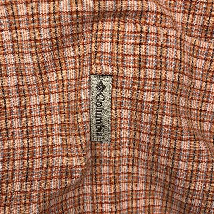 00'S Columbia Short Sleeve Button Down Check Shirt Men's XL cotton orange type Vintage Second Hand