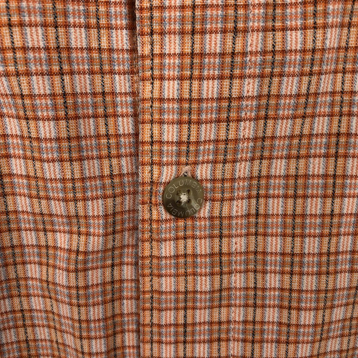 00'S Columbia Short Sleeve Button Down Check Shirt Men's XL cotton orange type Vintage Second Hand