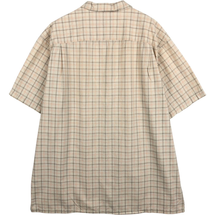 2000'S Columbia Short Sleeve Cotton Check Box Shirt, Men's XL cotton Beige type Vintage Second Hand