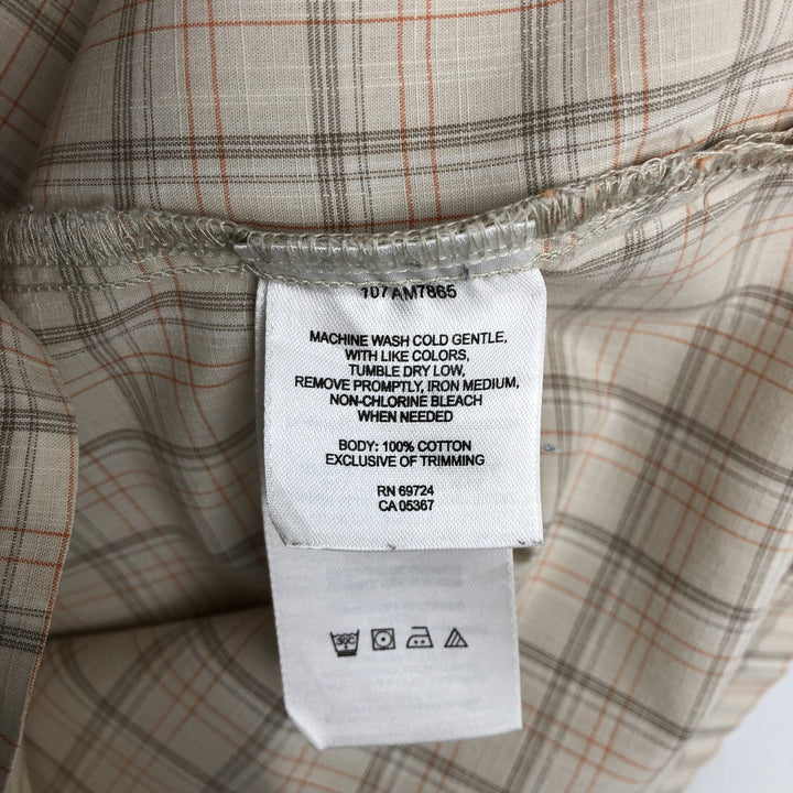 2000'S Columbia Short Sleeve Cotton Check Box Shirt, Men's XL cotton Beige type Vintage Second Hand