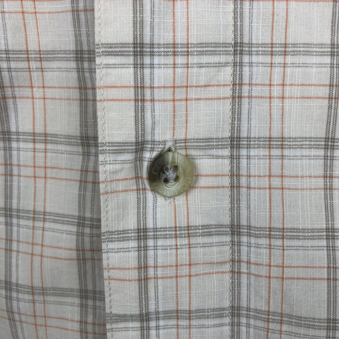 2000'S Columbia Short Sleeve Cotton Check Box Shirt, Men's XL cotton Beige type Vintage Second Hand