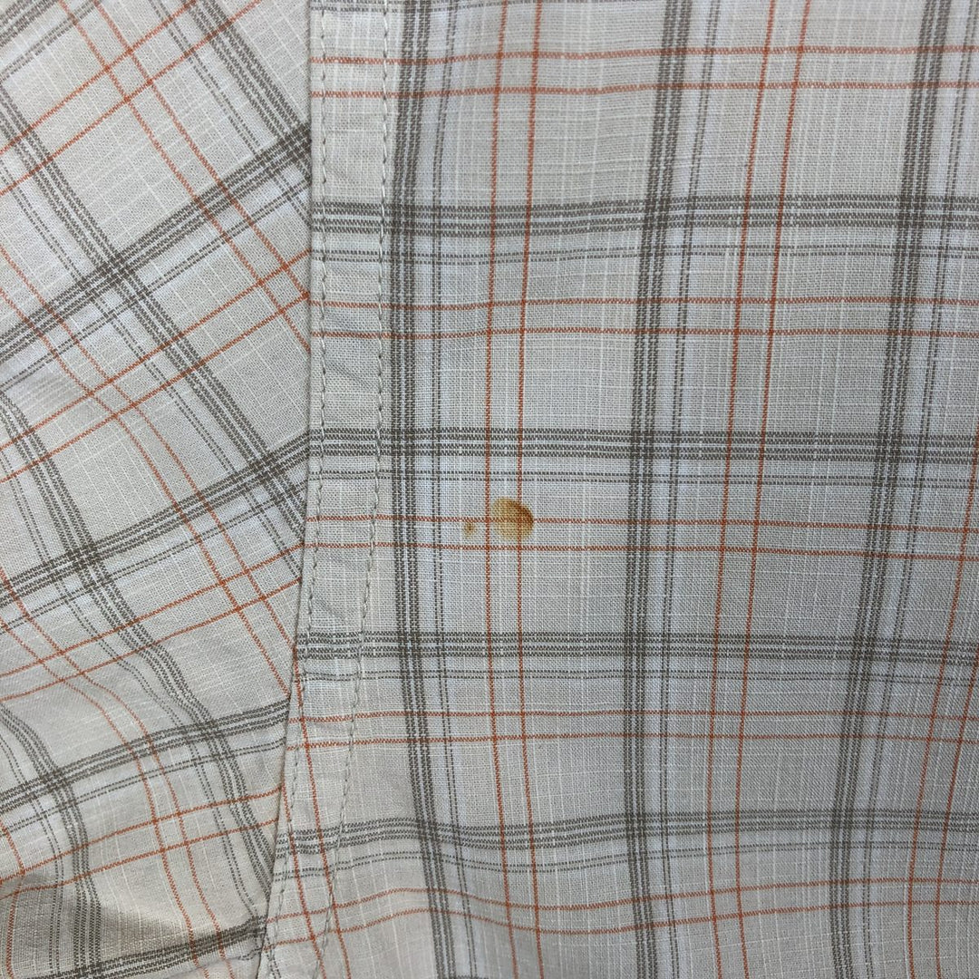 2000'S Columbia Short Sleeve Cotton Check Box Shirt, Men's XL cotton Beige type Vintage Second Hand