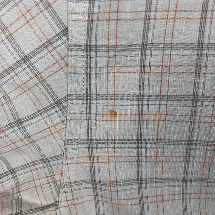 2000'S Columbia Short Sleeve Cotton Check Box Shirt, Men's XL cotton Beige type Vintage Second Hand