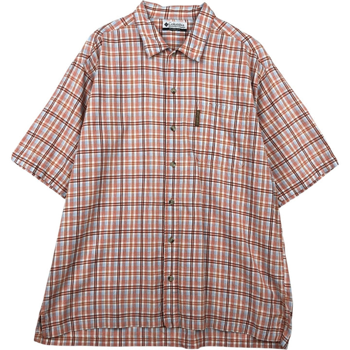 90'S Columbia Short-Sleeve Check Shirt, Boxy Shirt, Men's Size XL (Equivalent), Vintage cotton orange type Vintage Second Hand