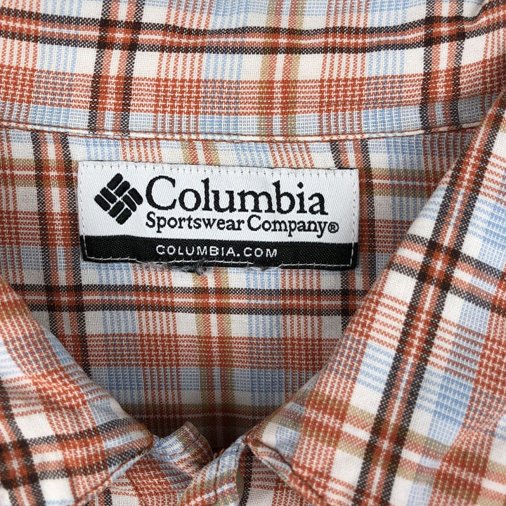 90'S Columbia Short-Sleeve Check Shirt, Boxy Shirt, Men's Size XL (Equivalent), Vintage cotton orange type Vintage Second Hand