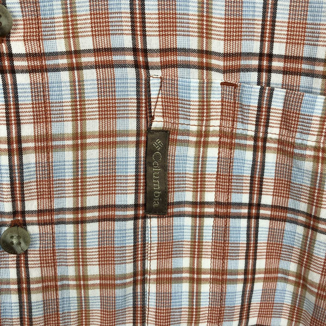 90'S Columbia Short-Sleeve Check Shirt, Boxy Shirt, Men's Size XL (Equivalent), Vintage cotton orange type Vintage Second Hand