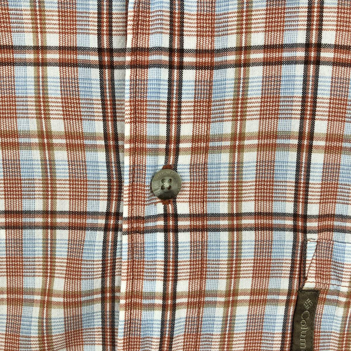 90'S Columbia Short-Sleeve Check Shirt, Boxy Shirt, Men's Size XL (Equivalent), Vintage cotton orange type Vintage Second Hand