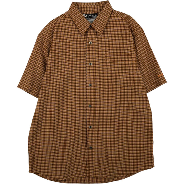 1990'S Columbia Short-Sleeve Check Shirt, Men's Size L (approx.), Vintage Modal orange type Vintage Second Hand