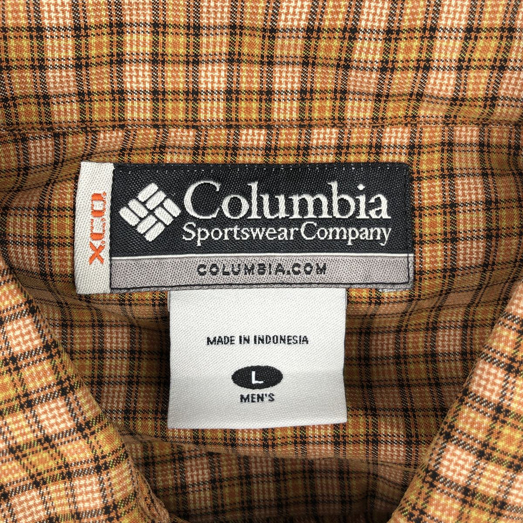1990'S Columbia Short-Sleeve Check Shirt, Men's Size L (approx.), Vintage Modal orange type Vintage Second Hand