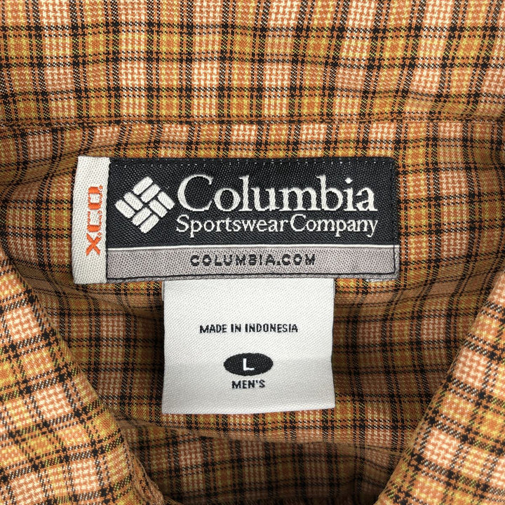 1990'S Columbia Short-Sleeve Check Shirt, Men's Size L (approx.), Vintage Modal orange type Vintage Second Hand