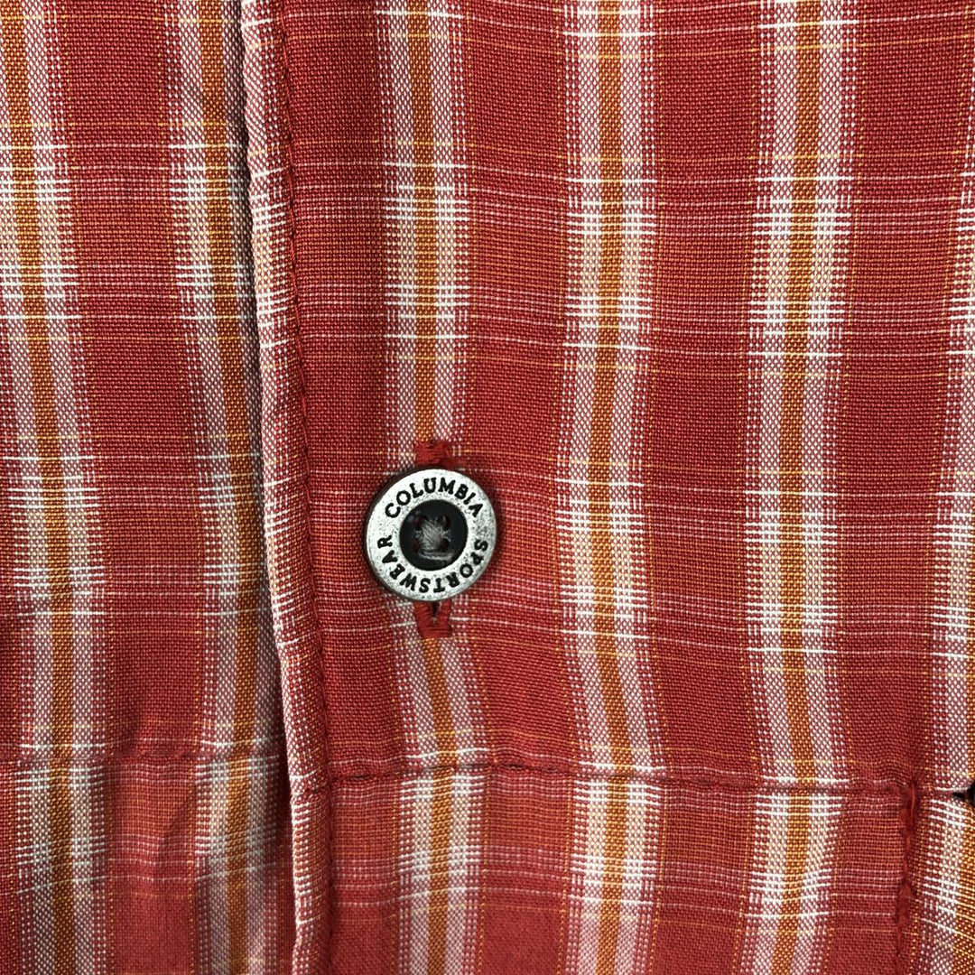 2000'S Columbia Short-Sleeve Check Shirt, Boxy Shirt, Men's Size S (approx.) Modal orange type Vintage Second Hand