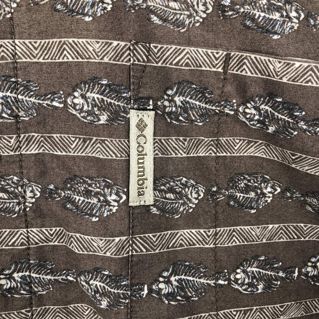 90'S Columbia Short-Sleeve Button-Down Shirt with Fish Print (Men's Size XL equivalent) Vintage cotton brown type Vintage Second Hand