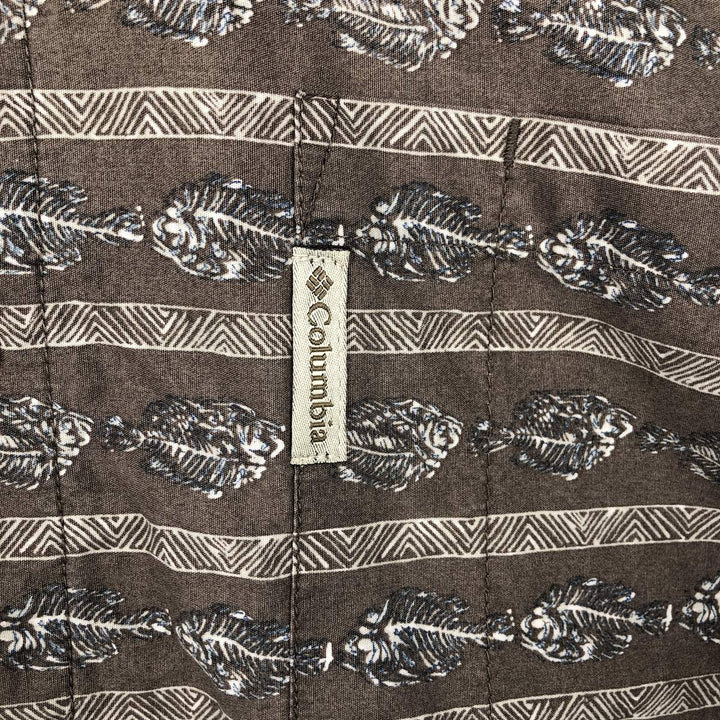 90'S Columbia Short-Sleeve Button-Down Shirt with Fish Print (Men's Size XL equivalent) Vintage cotton brown type Vintage Second Hand