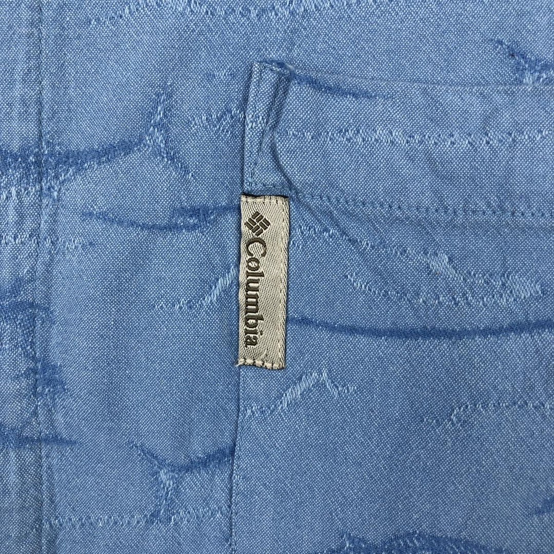 90'S Columbia RIVER LODGE Fish Print Short-Sleeve Open Collar Box Shirt, Men's Size XL (Equivalent) Vintage cotton Blue type light blue Vintage Second Hand