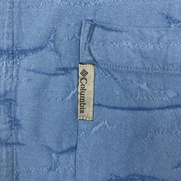 90'S Columbia RIVER LODGE Fish Print Short-Sleeve Open Collar Box Shirt, Men's Size XL (Equivalent) Vintage cotton Blue type light blue Vintage Second Hand