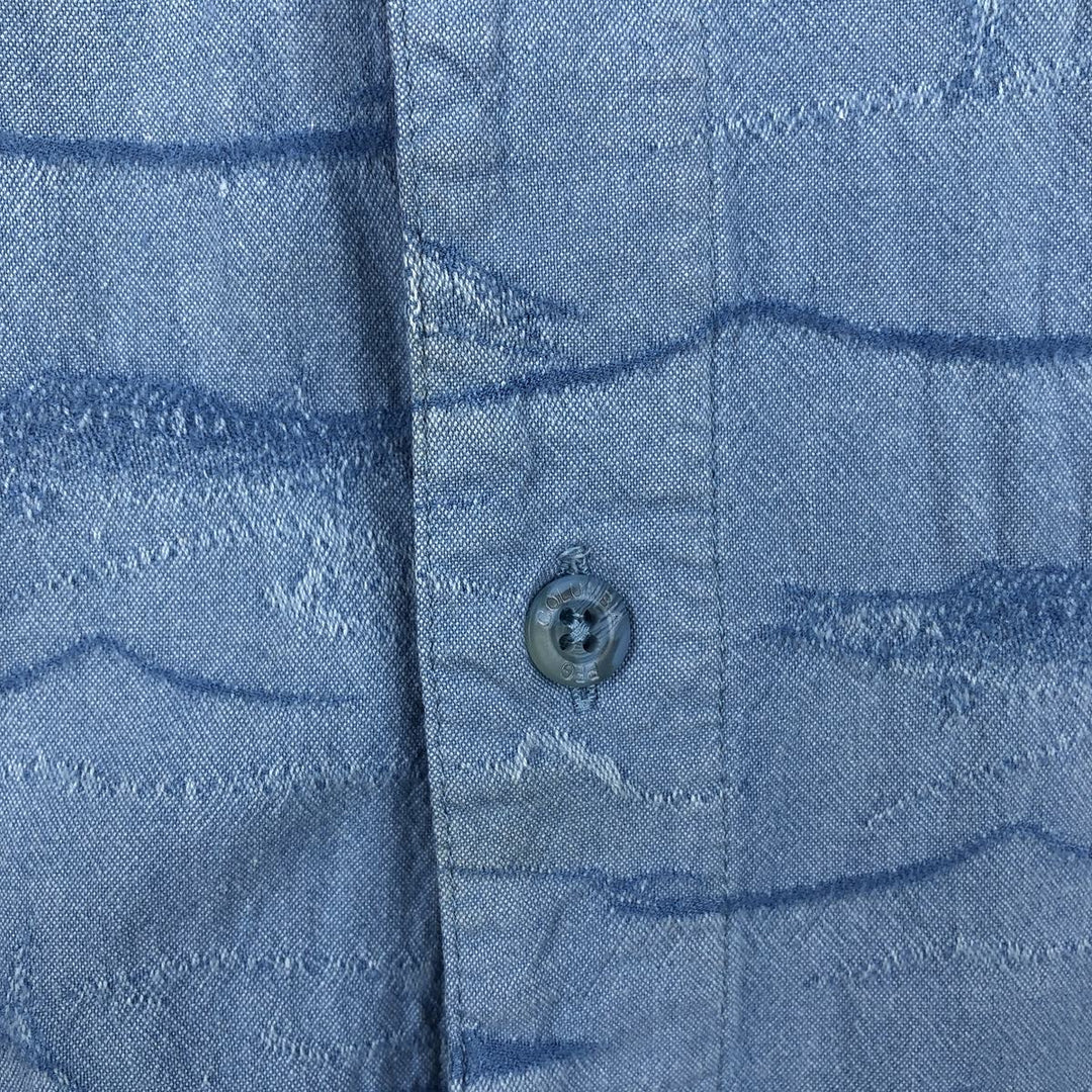 90'S Columbia RIVER LODGE Fish Print Short-Sleeve Open Collar Box Shirt, Men's Size XL (Equivalent) Vintage cotton Blue type light blue Vintage Second Hand