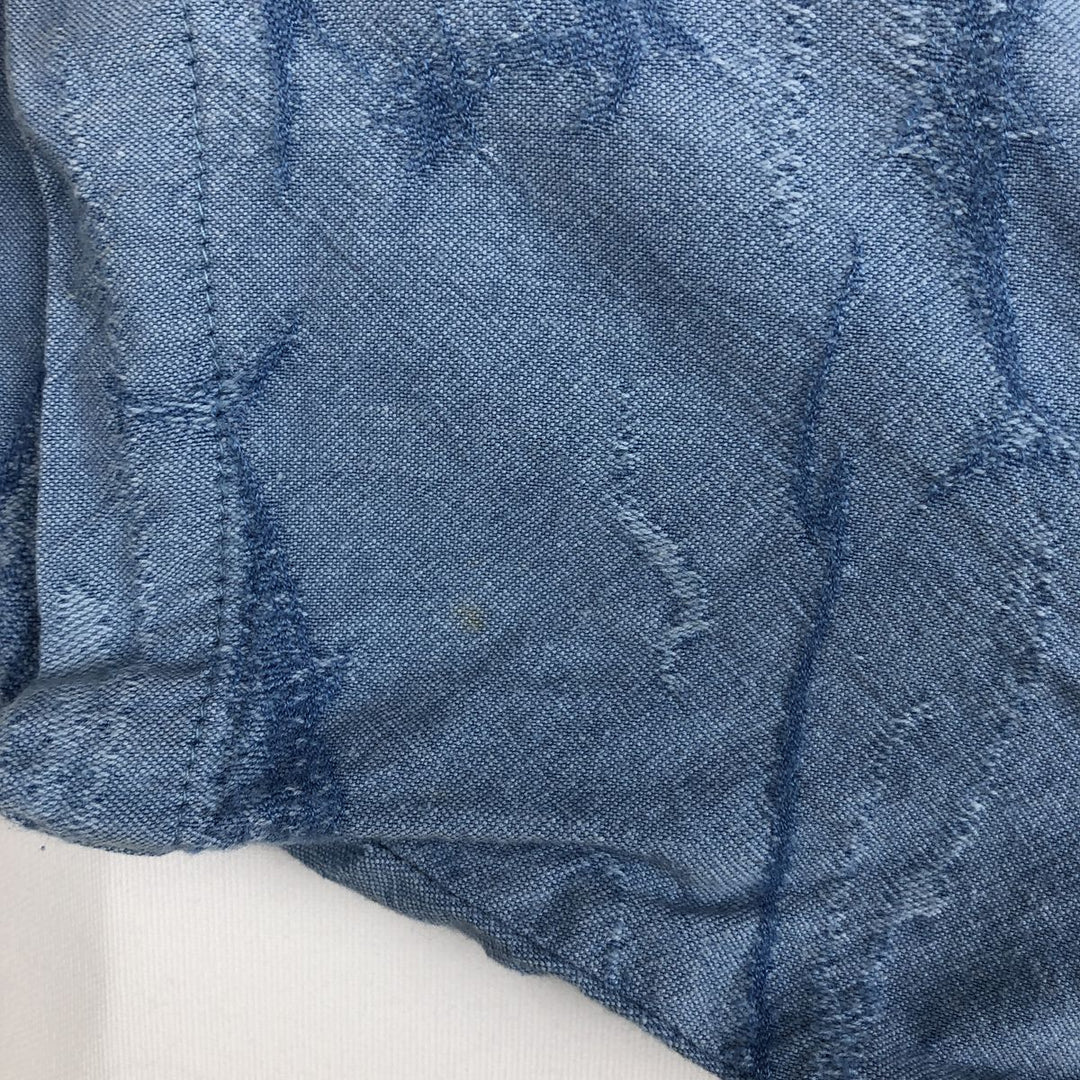 90'S Columbia RIVER LODGE Fish Print Short-Sleeve Open Collar Box Shirt, Men's Size XL (Equivalent) Vintage cotton Blue type light blue Vintage Second Hand