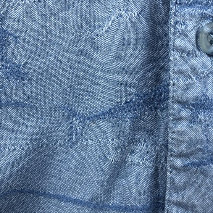 90'S Columbia RIVER LODGE Fish Print Short-Sleeve Open Collar Box Shirt, Men's Size XL (Equivalent) Vintage cotton Blue type light blue Vintage Second Hand