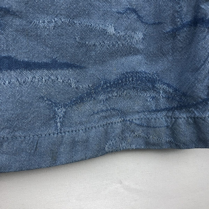 90'S Columbia RIVER LODGE Fish Print Short-Sleeve Open Collar Box Shirt, Men's Size XL (Equivalent) Vintage cotton Blue type light blue Vintage Second Hand