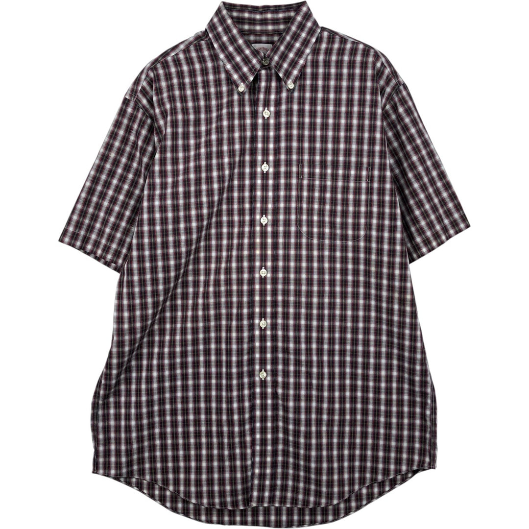 Brooks Brothers 346 short sleeve button-down check shirt, men's size M cotton red type Vintage Second Hand