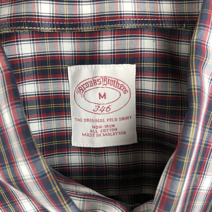 Brooks Brothers 346 short sleeve button-down check shirt, men's size M cotton red type Vintage Second Hand