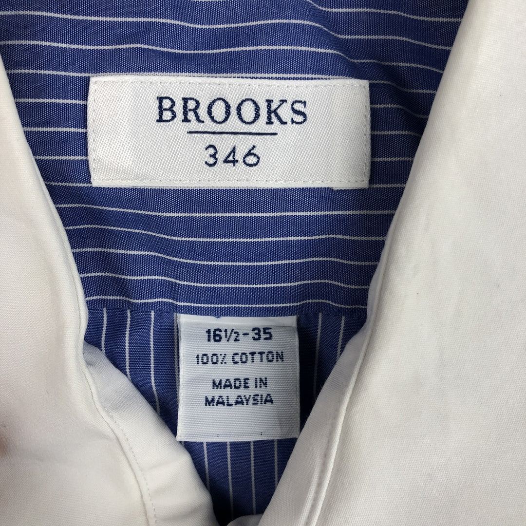 Brooks Brothers 346 Short Sleeve Cotton Striped Shirt Cleric Shirt Men's Size L cotton blue type Vintage Second Hand