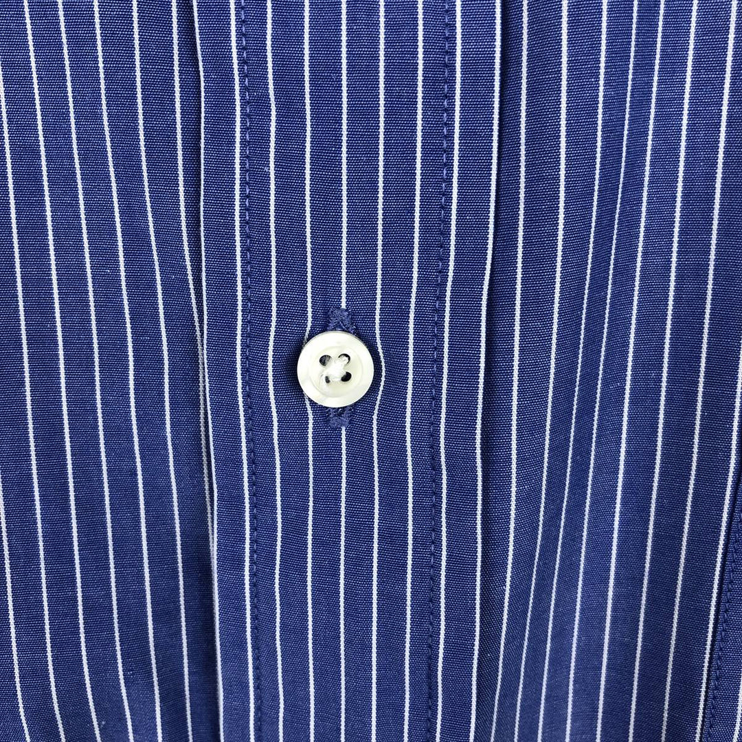 Brooks Brothers 346 Short Sleeve Cotton Striped Shirt Cleric Shirt Men's Size L cotton blue type Vintage Second Hand