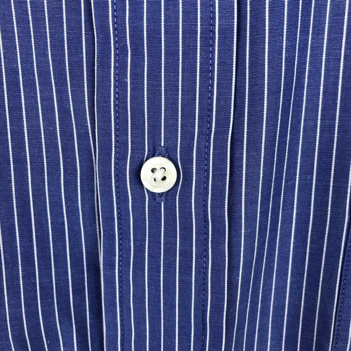 Brooks Brothers 346 Short Sleeve Cotton Striped Shirt Cleric Shirt Men's Size L cotton blue type Vintage Second Hand