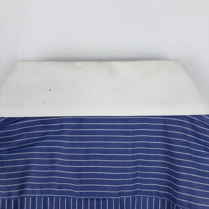 Brooks Brothers 346 Short Sleeve Cotton Striped Shirt Cleric Shirt Men's Size L cotton blue type Vintage Second Hand