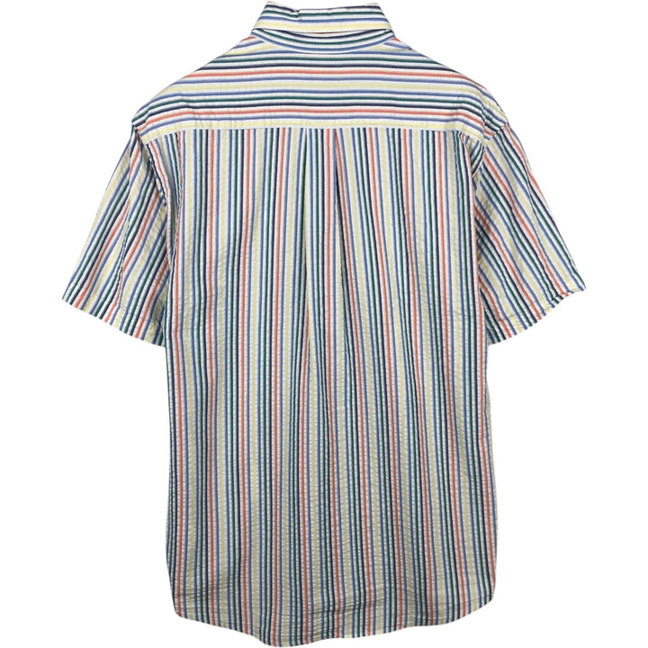 Brooks Brothers 346 Seersucker Short-Sleeve Button-Down Striped Shirt, Men's Size M (approx.) cotton multicolor Vintage Second Hand