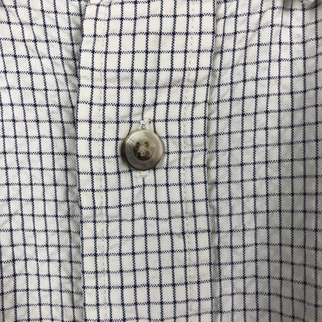 Brooks Brothers SPORT SHIRT Short Sleeve Button Down Check Shirt Men's Size L cotton ivory Vintage Second Hand