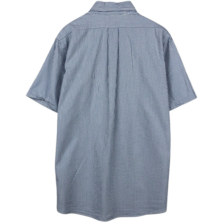 Brooks Brothers 1818 REGENT FIT Short-Sleeve Button-Down Striped Shirt, Men's Size M (approx.) cotton blue type Vintage Second Hand
