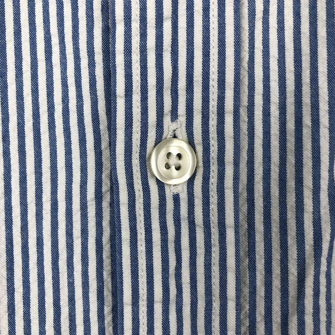 Brooks Brothers 1818 REGENT FIT Short-Sleeve Button-Down Striped Shirt, Men's Size M (approx.) cotton blue type Vintage Second Hand