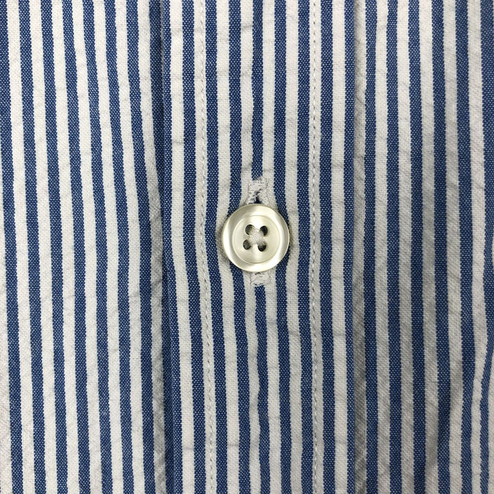 Brooks Brothers 1818 REGENT FIT Short-Sleeve Button-Down Striped Shirt, Men's Size M (approx.) cotton blue type Vintage Second Hand